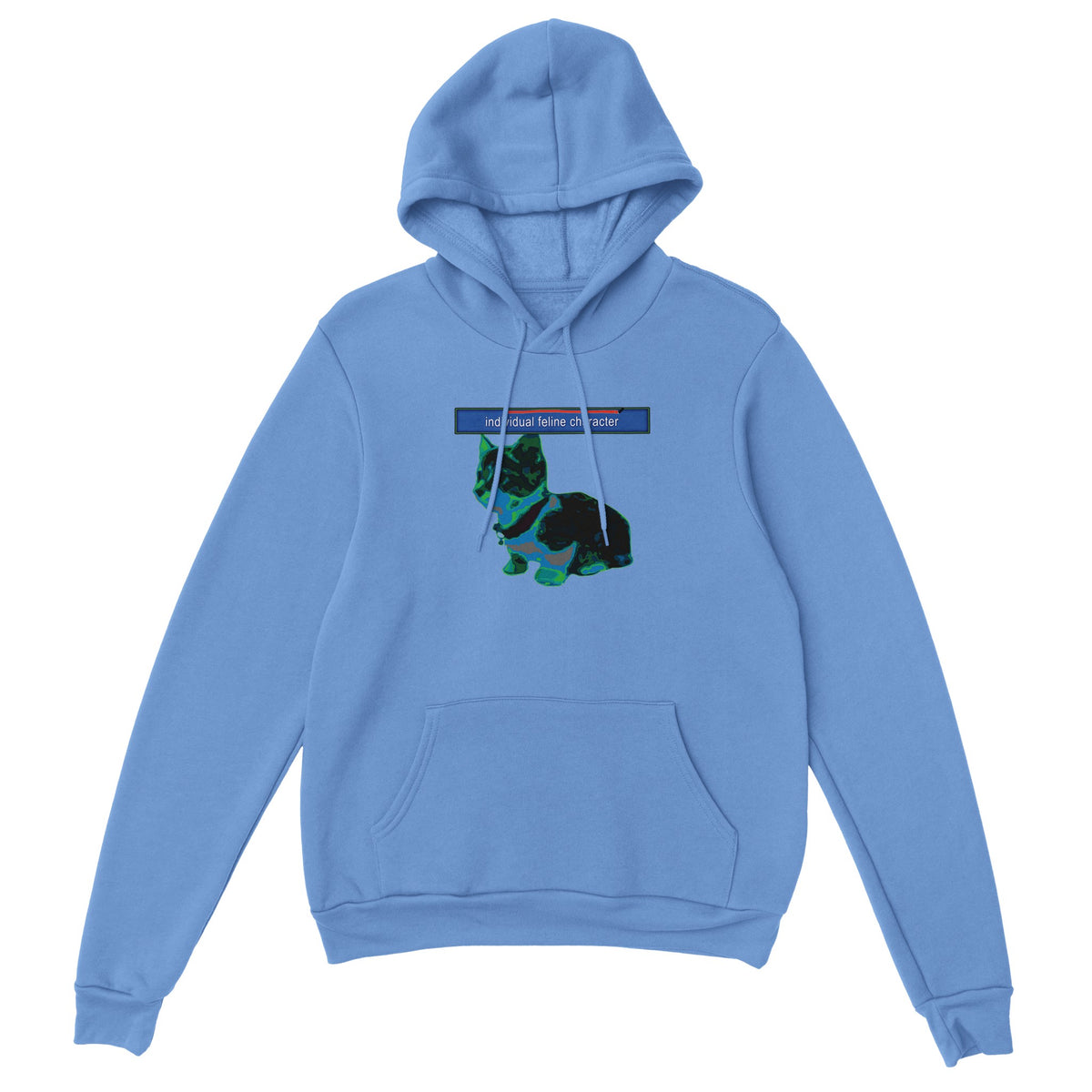 Individual Feline Character Hoodie light blue colorway