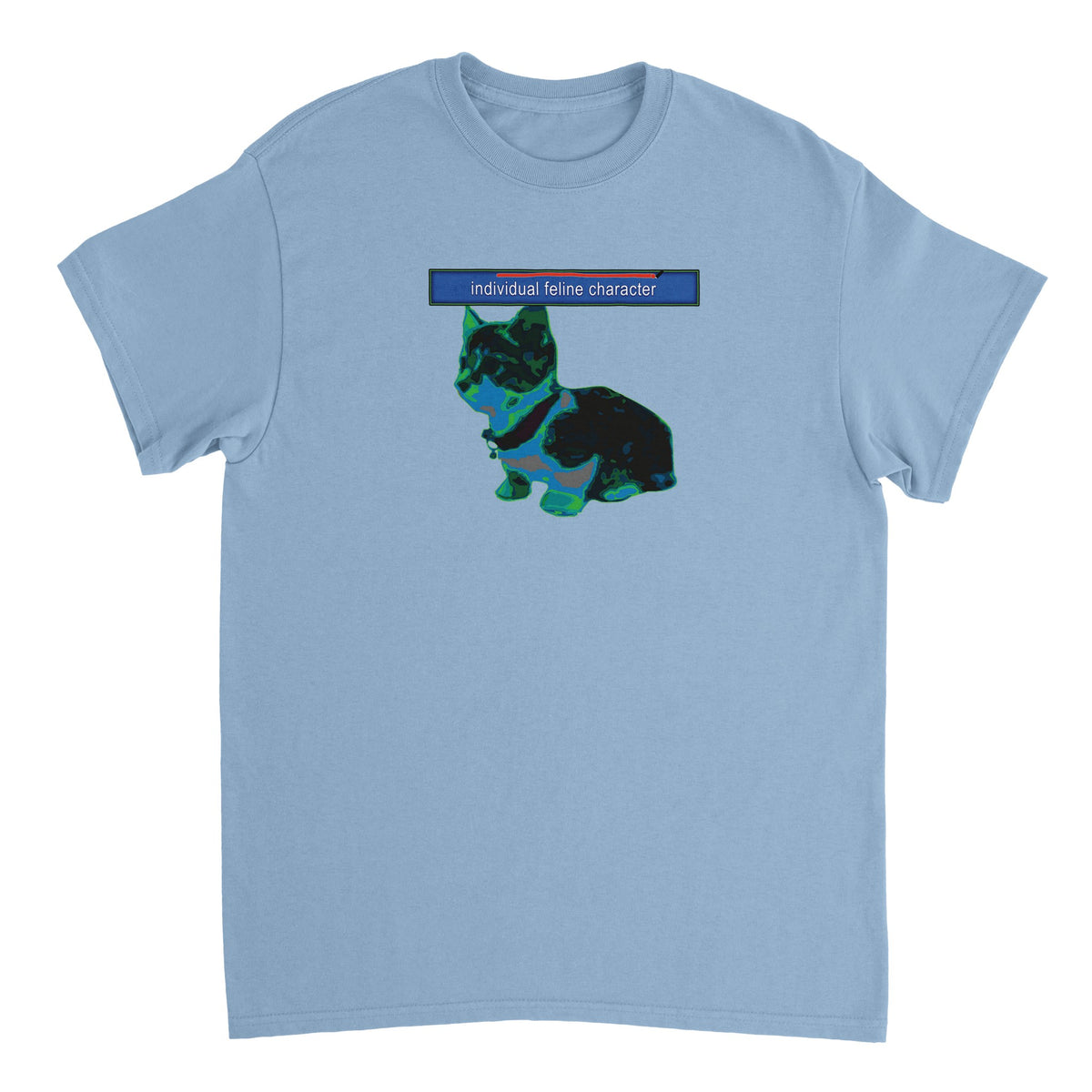 Individual Feline Character Tee light blue colorway