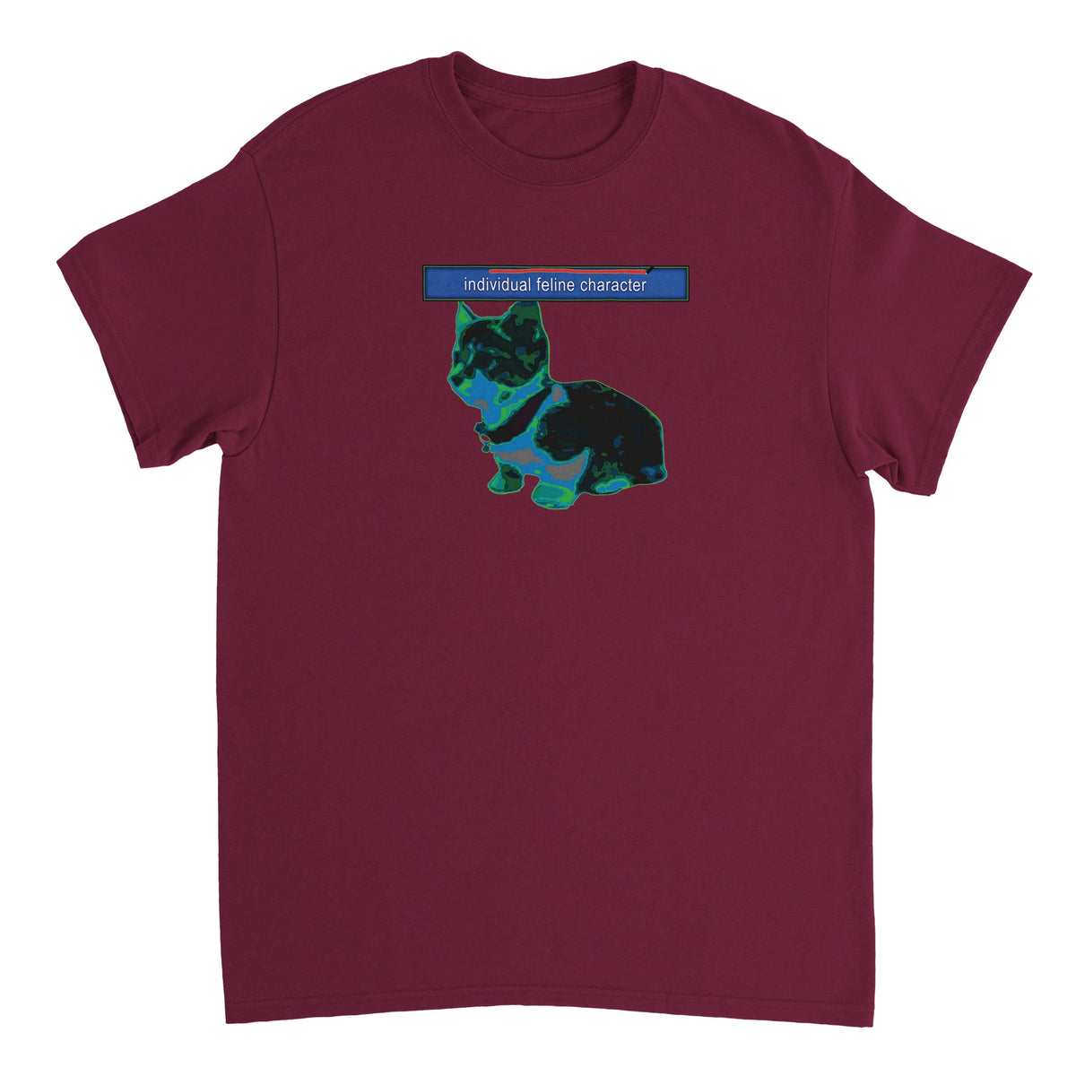Individual Feline Character Tee maroon colorway