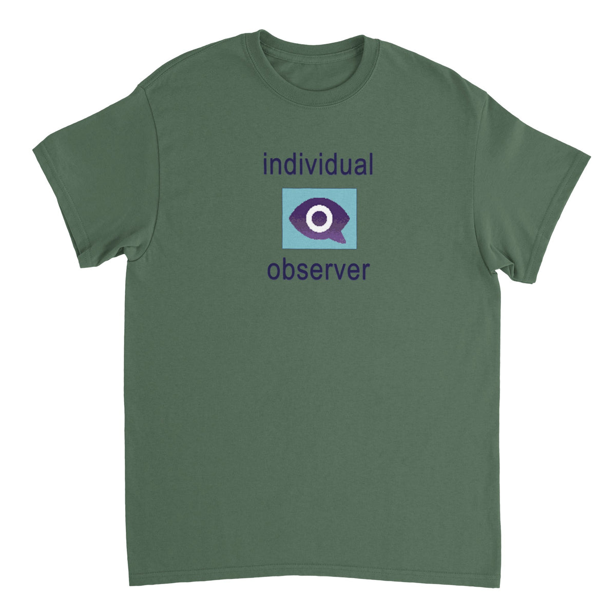 Individual Observer Purple Text Tee olive green colorway
