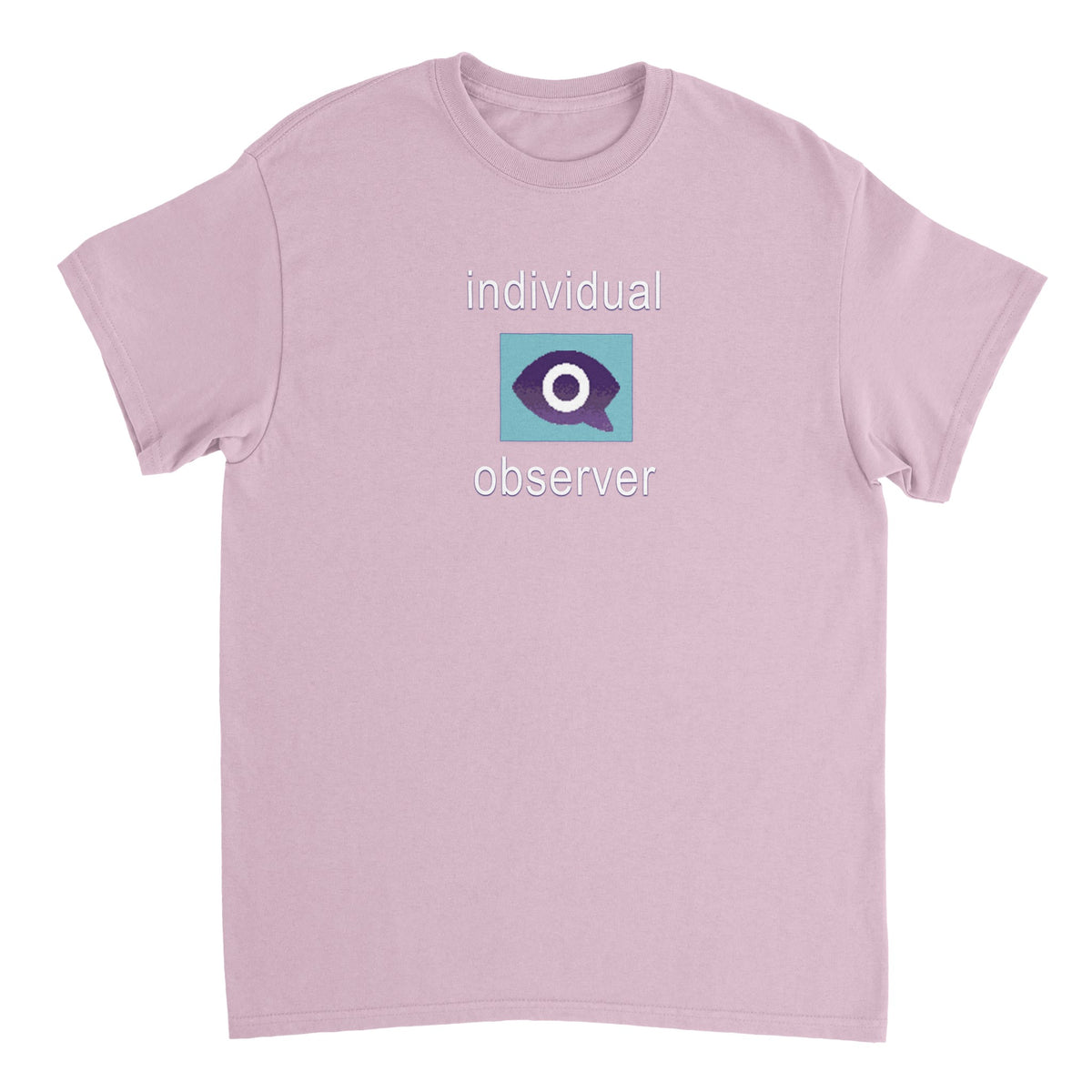 Individual Observer White Text Tee light pink colorway